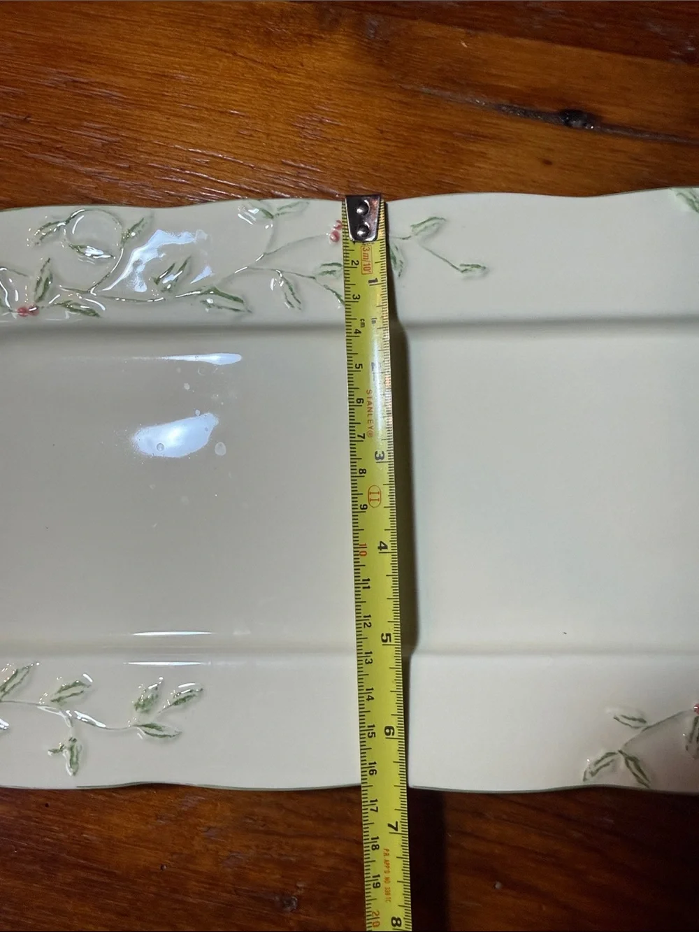 🌲Ceramic Cheese Server Set in Cream with Holly/Berries Accent